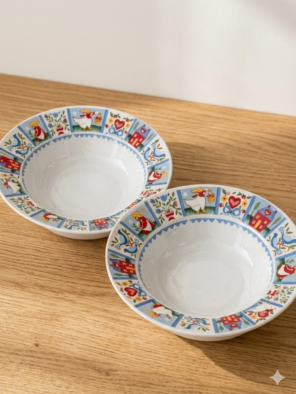 Topceram Exclusive Bowl – Vintage Folk Art Goose Pattern Set Of 2